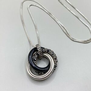 Silver and Black Triple Circle Necklace